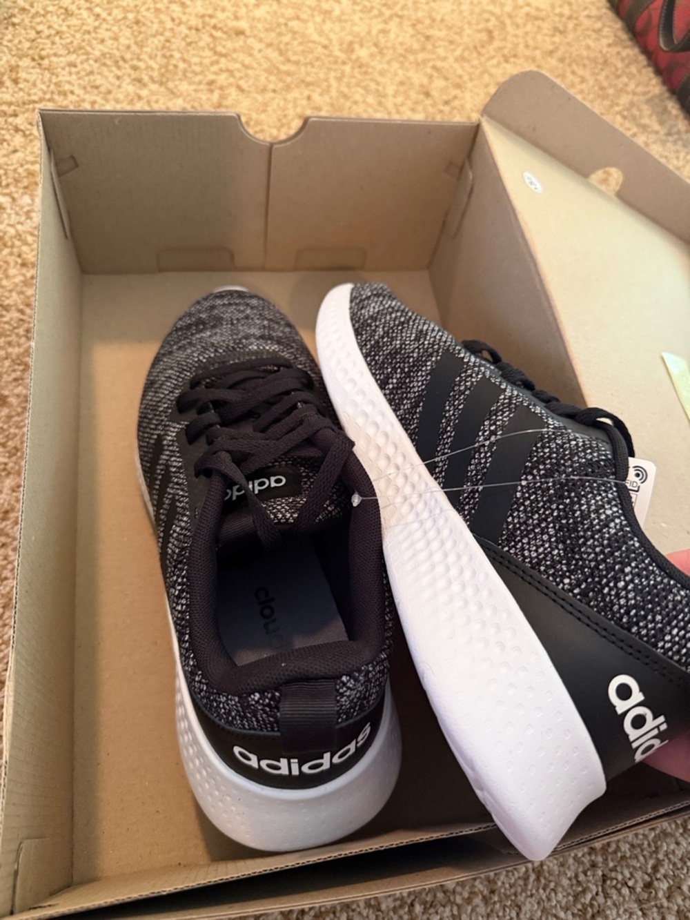 adidas Black and White Knit Athletic Sneakers